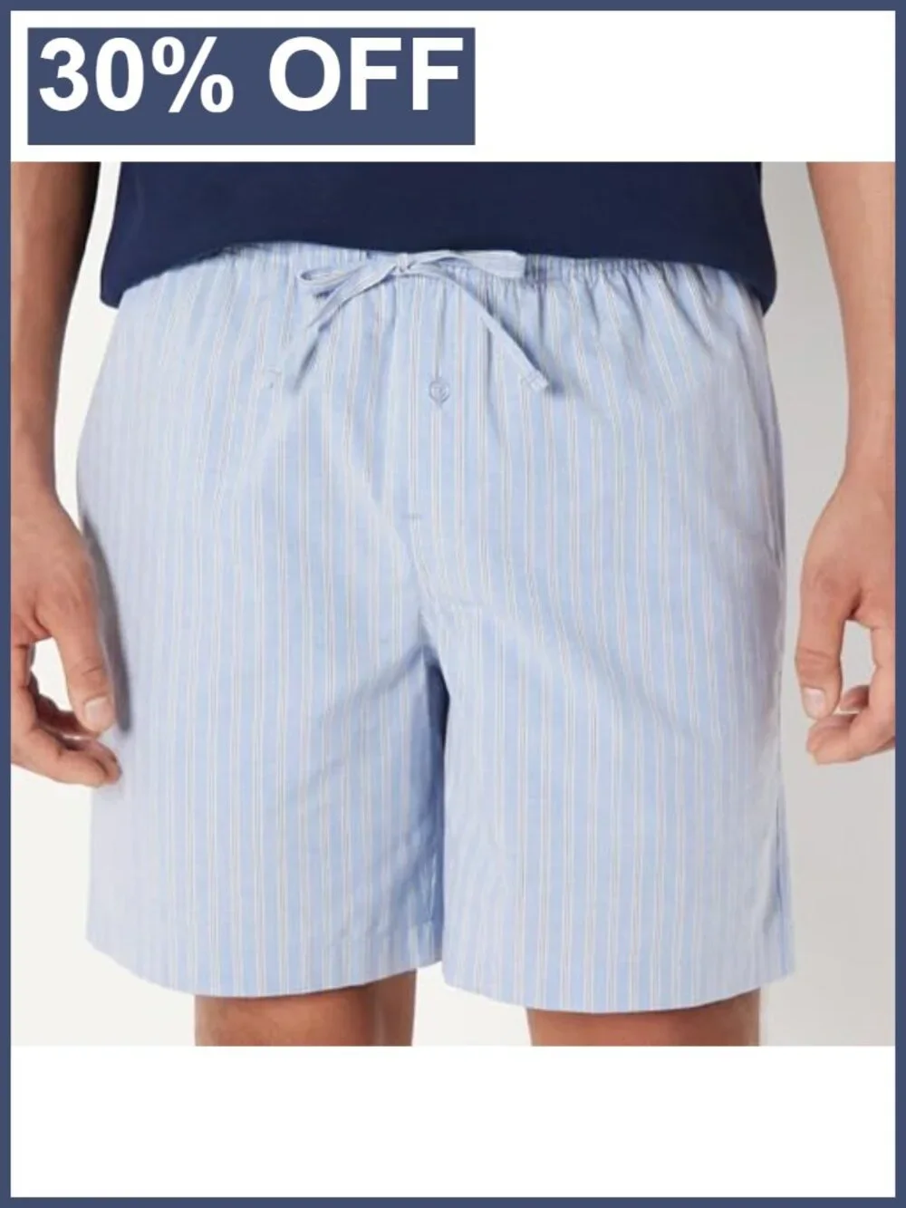 Men's Cotton Poplin Pajama Short Set with T-Shirt, Breathable Loungewear